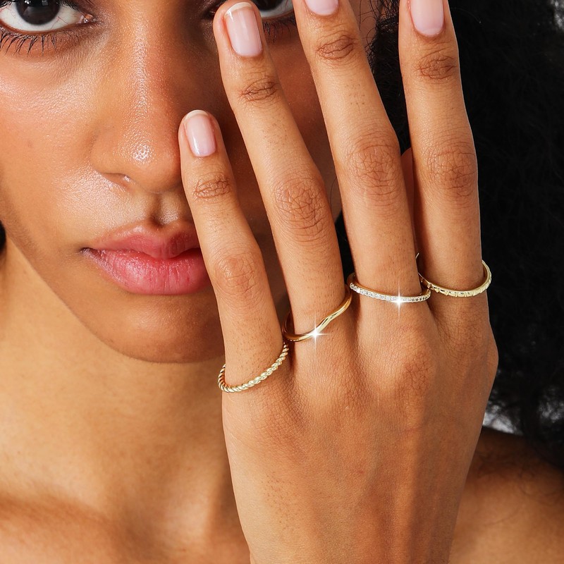 Ritach 14K Gold Rings for Women Non Tarnish Stackale Gold