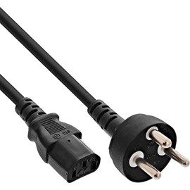 InLine power cable, power plug to IEC plug C13, Black 5m