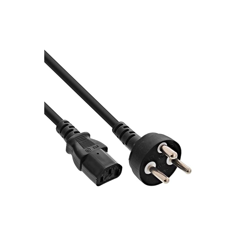 InLine power cable, power plug to IEC plug C13, Black