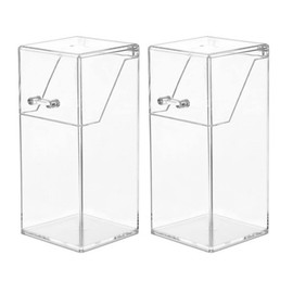DOITOOL 2 soportes acrílicos para brochas de maquillaje con tapa, soporte transparente para brochas de maquillaje, organizador de brochas de cosméticos, caja de exhibición para cambiador y cambiador