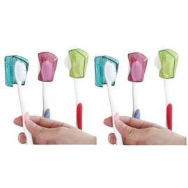 6Pcs Multicolor Toothbrush Holder Travel Toothbrush Head Covers with Suction CupBathroom Wall Mount Suction Cup Rack Dustproof Cap Cover Accessories for Bathroom Portable Wall Mount Toothbrush Holder