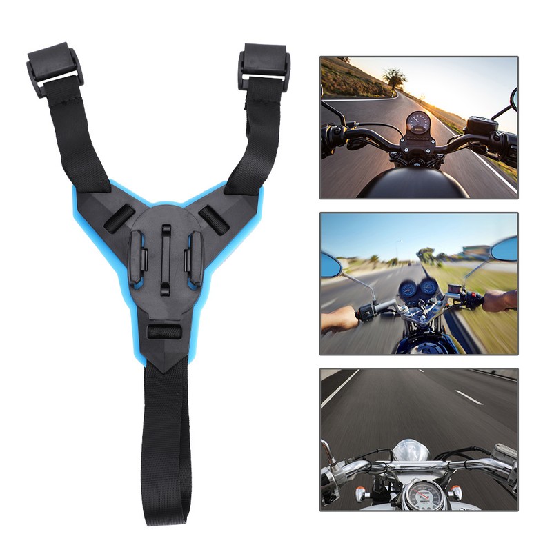 TELESIN Motorcycle Helmet Strap Mount with Frame Housing for GoPro