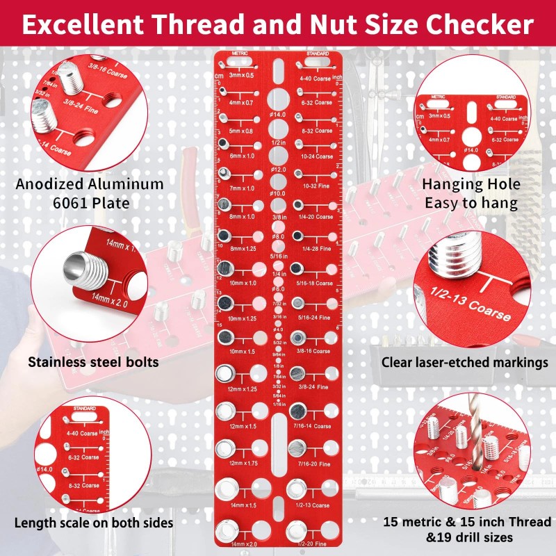 Manalete Thread Checker, 30 Nut and Bolt Thread Checker, Screw