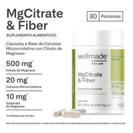 Citrato Magnesio Celulosa Microcristalina Estearato Wellmade Cápsulas Suplemento Alimenticio