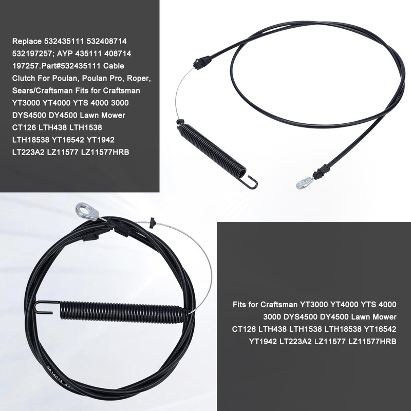 Mannial Deck Engagement Clutch Cable for Craftsman 532435111 197257 435111