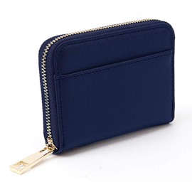 Turning Coin Purse, Women's, Thin, Small, Compact, Easy to Use, Round Zipper, Mini Wallet, Thin Gusseted Small Wallet, navy