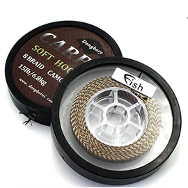 Soft Hook Link Carp Fishing Line Carp 8 Braid Line for Hair Rigs 20m Camo Green/Camo Brown 15lbs/25lbs/35lbs… (25lb/11.3kg, Camo Brown)