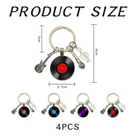 4 Pieces Retro Gramophone Keychains, Music Theme Keychains, Creative Keychains, Decorative Keychains, Gift Keychains