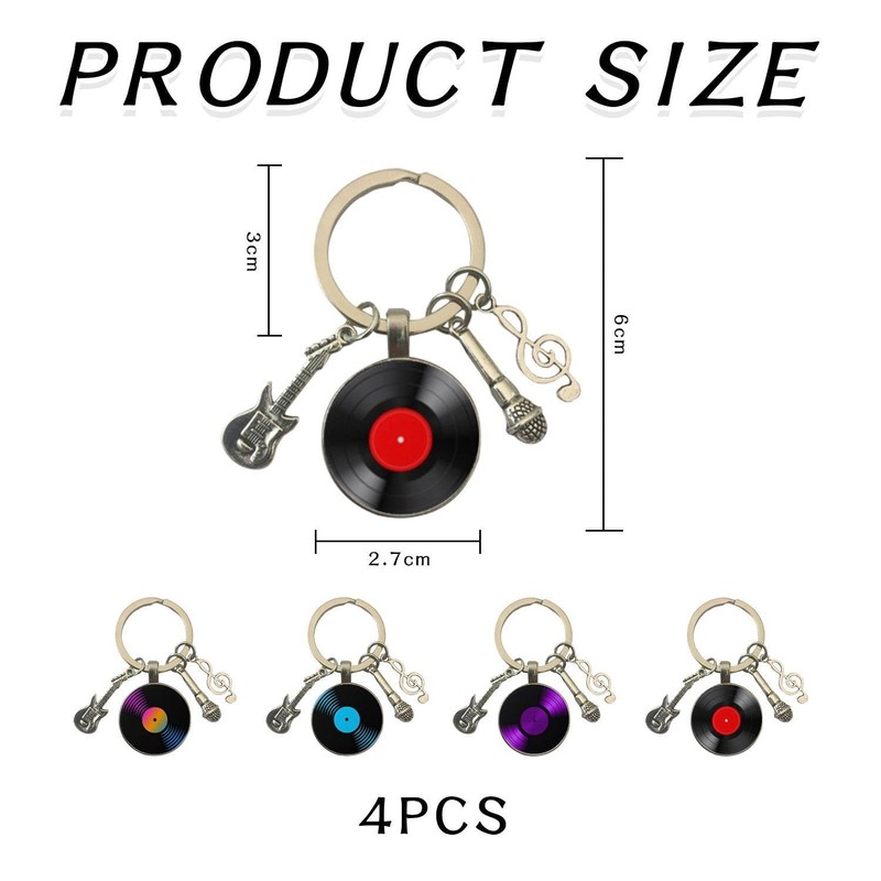 4 Pieces Retro Gramophone Keychains, Music Theme Keychains, Creative Keychains,
