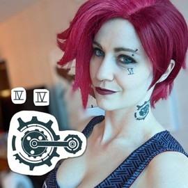 Violet Neck + Face Tattoo Set - Cosplay Costume Temporary Tattoo