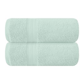 BOUTIQUO Cotton 2 Pack Oversized Bath Towel Set, Large Bath Towels 27x54, Ultra Soft, Absorbent, Compact, Quick Drying and Lightweight, Eco-Friendly and 100% Recyclable Towel Set - Sea Green
