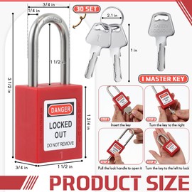 Landhoow 6 Set Lockout Tagout Locks Kit, 6 Red Locks, 2 Keys Per Lock, Lockout Lock Keyed Different, with 6 Danger Do Not Operate Sign Tagout Tags Safety Padlocks for Devices Electrical