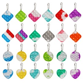 Squeeze Toy, Keychain, Push Pop, Fidget Toy, Bubble Feel, Decompression Goods, Stress Relief, Intelligence Development, Washable, For Children and Adults, Educational Toy, 24 Piece Set