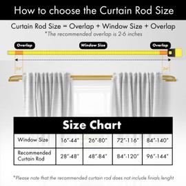 Meriville Double Wrap Around Blackout Curtain Rod Set - 1-inch Diameter Front Rod and 5/8-inch Diameter Back Rod, 48-84 Inch Adjustable, Royal Gold Finish