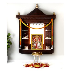 zig zag Goddess Saraswati Devi Maa Rectangular Photo Frame For Wall / Table / Pooja Room ( 7X9 Inches, Acrylic Glass) Golden