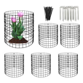 Eunika 18 Pcs Round Plant Protector from Animals, 6 Pack 12" x 12" Metal Mesh to Keep Animals Out Wire Plant Protectors for Rabbits Chicken Bunny Barricades for Garden Vegetable Flowers Protection