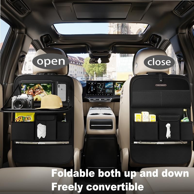 GMQ Back Seat Car Organizer 1 Pack,Backseat Organizer with Tray,Multifunctional