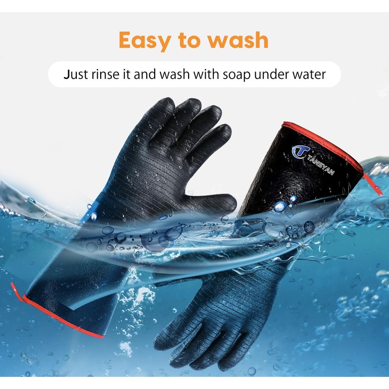 TANSYAN BBQ Gloves, 932℉Heat Resistant for Barbecue/Baking/Cooking/Pit with Waterproof,Oil Resistant