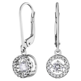 JC Jeweller Carat Women's Earrings Silver 925 Dancing Zircon Dance Earrings Dancing Stones Hanging Earrings for Women Gifts for Women, Silver