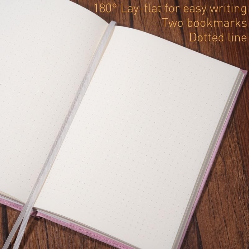 FRORA Embroidered Journal Notebook, A5 Softcover, Dot Line, (Pink, Yagle