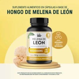 Hongo Melena León 180 Cápsulas Sabor Suplemento Alimenticio Life360