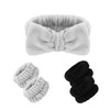 5pcs Spa Headband and Wristband Set for Women Black&Gray Skincare