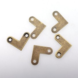Maxmoral 12PCS 2.7CM/1Inch Antique Bronze L Shaped Brass Flat Corner Bracket Fitting Flat Corner Support Plate Support Drawer Fixing Corner Suitable for Wooden Box Jewellery Box Tool Box and Bookcase