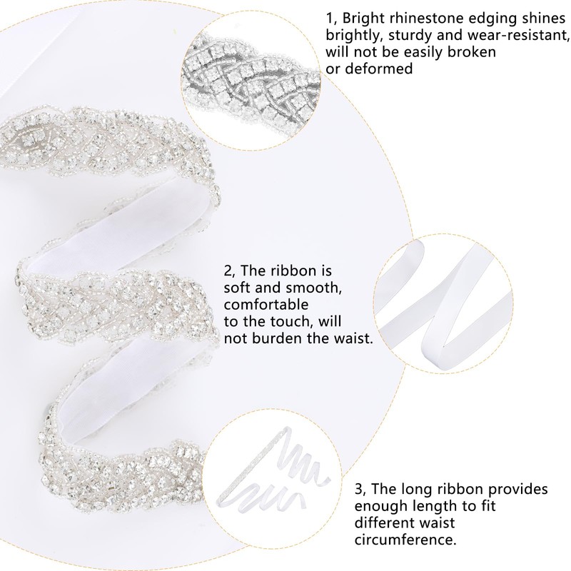 CIATBYYJ Glitter Women's Belt, White, One size fits all