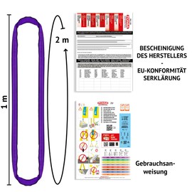 PONSA - Lifting Sling - Round Sling Lifting Strap 4 m Circumference, 2 m Usable Length - Polyester - EN 1492-2 Standard - Load Capacity up to 3000 kg (1000 kg / 2 m Circumference (Pack of 2)