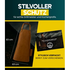 Cover Solutions BBQ Apron for Men and Women, 83 x 63 cm, Made of Robust Faux Leather with Front Pocket and Adjustable Neck Strap, BSCI Certified, brown