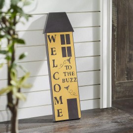 VHC Brands Buzzy Bees Welcome To The Buzz Saltbox House MDF Sign 23x7x1