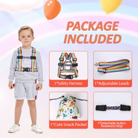 JXM Safety Walking Harness for Kids with Autism and Special Needs Ages 3-6, Child Elopement Leash with Grab Handle and Adjustable Tether, Prevent Wandering in Public for Autistic ADHD Active Children