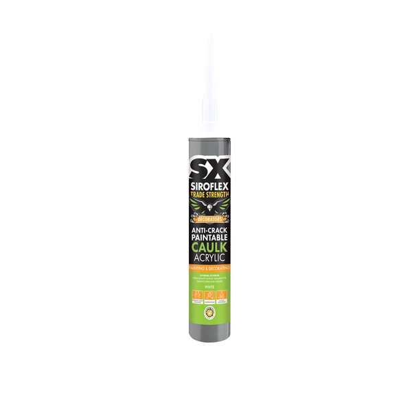 Siroflex SX Decorators Anti Crack Acrylic Caulk With the Benefit of Preventing Cracking and Discolouration When Painted With Water Based and Synthetic Paints, Size - 310ml, Colour - White