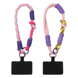 PATIKIL 2 Pcs Wrist Strap, Universal Wrist Lanyard Strap Wristlet Charm Anti Theft Cell Phone Lanyard with Tether Tab, Pink Rose Purple/Pink Purple Yellow