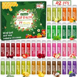 Yopela Pack De 42 Bálsamos Labiales Naturales A Granel Con Vitamina E Y Aceite De Coco: Hidratan, Suavizan Y Reparan Los Labios Secos Y Agrietados. Ideal Como Regalo De San Valentín. 14 Sabores. Sin O
