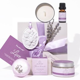 PEARLWORLD- Set de regalo de spa de lavanda para mujeres, sets de baño para regalo de mujeres, kit de spa para mujeres, cuidado personal y San