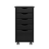 Original Roll Cart Solid Wood 4+1 Drawer Narrow Black Traditional