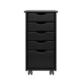 Original Roll Cart Solid Wood 4+1 Drawer Narrow Black Traditional Painted