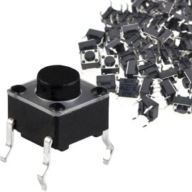 DAOKAI 100pcs Tact Switch 4 Pin Tactile Push Button Switch Momentary Tactile Type 6x6x5mm Vertical Momentary Switch Miniature Button for Electronic Components Panel PCB