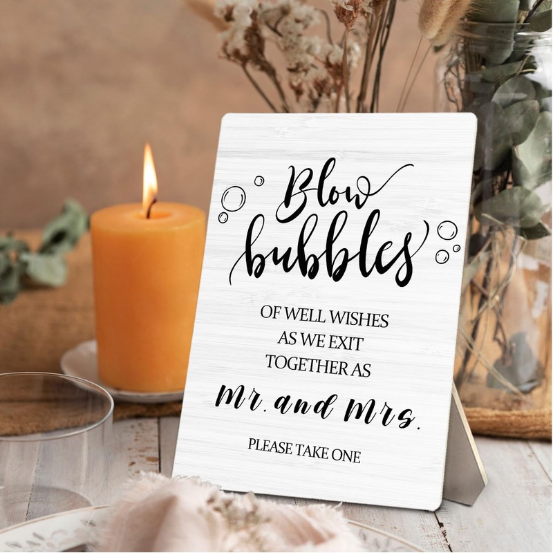 Blow Bubbles Wedding Sign, Mr. and Mrs. Newlyweds Blow Bubbles