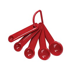 KitchenAid Juego de 5 cucharas medidoras apilables aptas para lavavajillas, color rojo