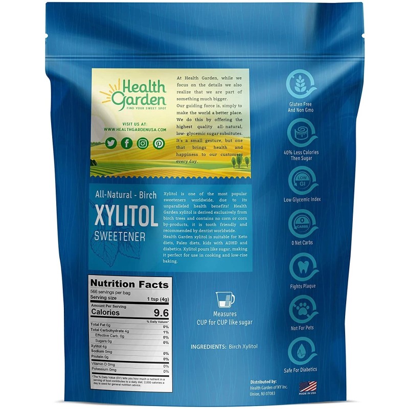 Health Garden Real Birch Xylitol, 5 lbs. (Pack of 2)