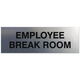 Signs ByLITA Basic Employee Break Room Sign | Easy Installation | Durable Wall or Door Sign (Brushed Silver) - Medium