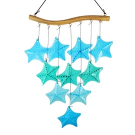 Vindar Sea Glass Wind Chimes for Outside, 28" Unique Blue Starfish Glass Wind Chimes, Windchimes for Garden Backyard Decor, Memorial Wind Chimes, for Grandmother,Mother Birthday Gift