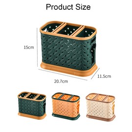 Hosoncovy Countertop Cutlery Drying Holder Utensil Holder Cutlery Drainer Tableware Holder Box Tabletop Separated Fork Chopstick Kitchen Storage Cutlery Utensil Organizer (Yellow)