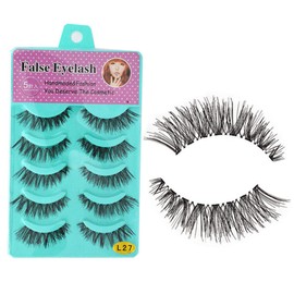 WOONEKY 5pairs False Long Eyelashes Handmade Natural Look Multi-use Lash Extension