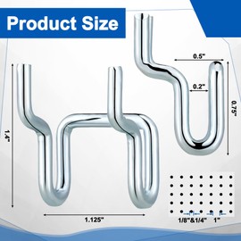 Tandefio 25 Pcs Metal Pegboard Hooks Slatwall U Hook Heavy Duty Peg Board Bins Hooks Bulk for Hanging Tools 1/8 Inch and 1/4 Inch Pegboard or Slatwall Retail Shops Garage Workshop Craft Rooms