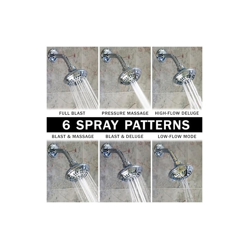 Aqua Elegante 6 Function Luxury Shower Head - High Pressure