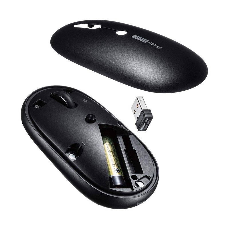 Sanwa Supply MA-WR187BK Quiet Wireless Mouse, 2.4 GHz, USB Connection,