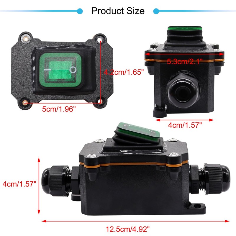 Hmknana IP67 Waterproof Inline Cord Switch 12V DC 20A DPST